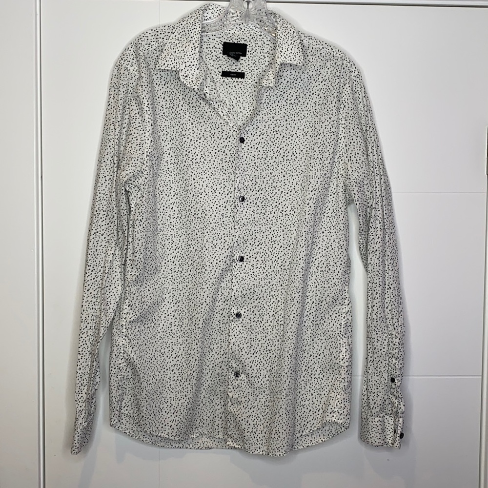 Black speckled button down